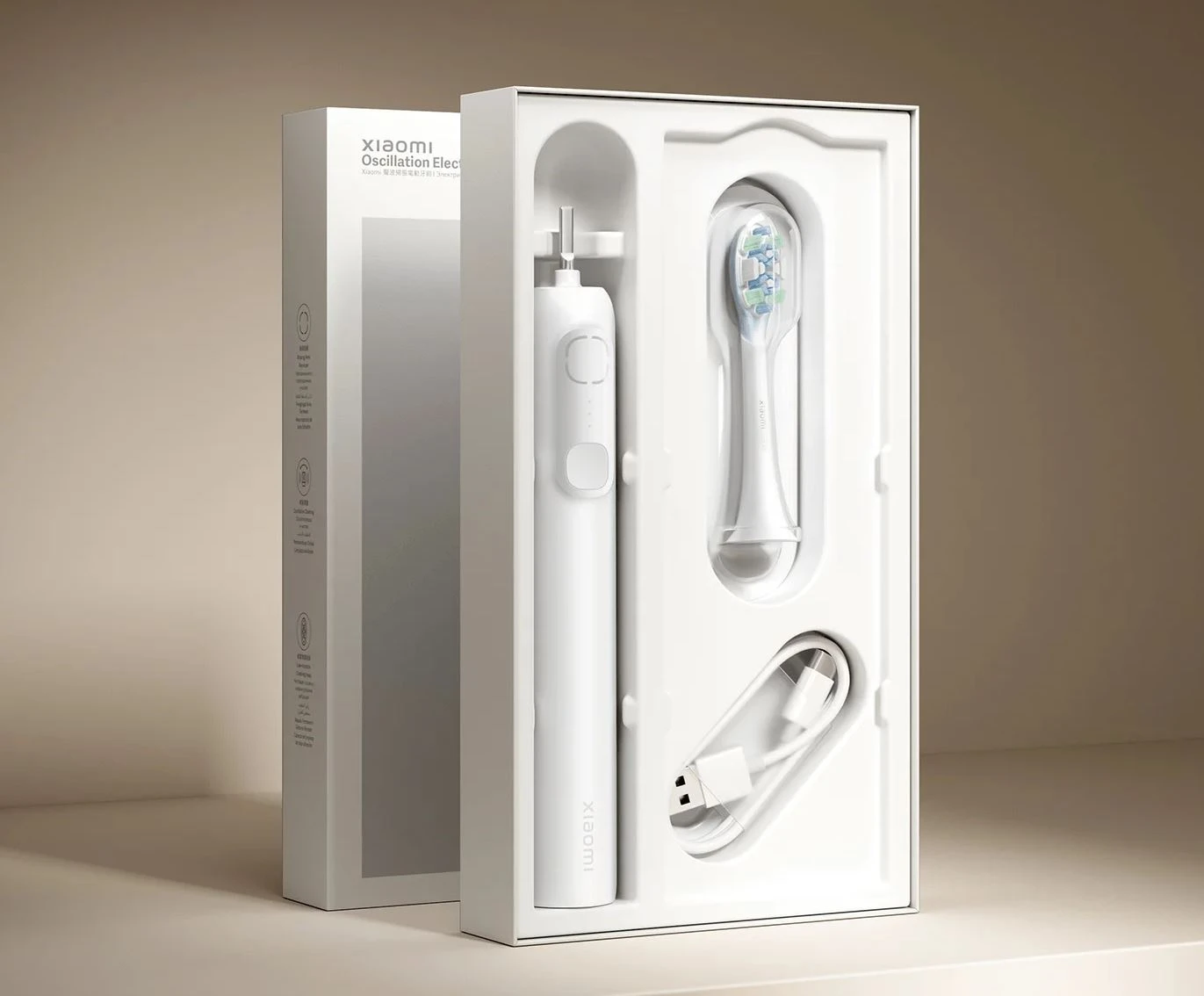 Elektrinis dantų šepetėlis Xiaomi Oscillation, baltas aprašymas - Prekės nuotrauka