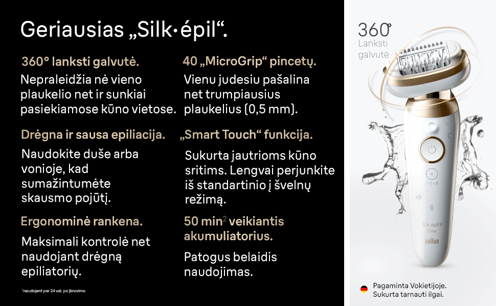 Epiliatorius Braun Silk•épil 9 Flex SES9-060 3D aprašymas - Prekės nuotrauka