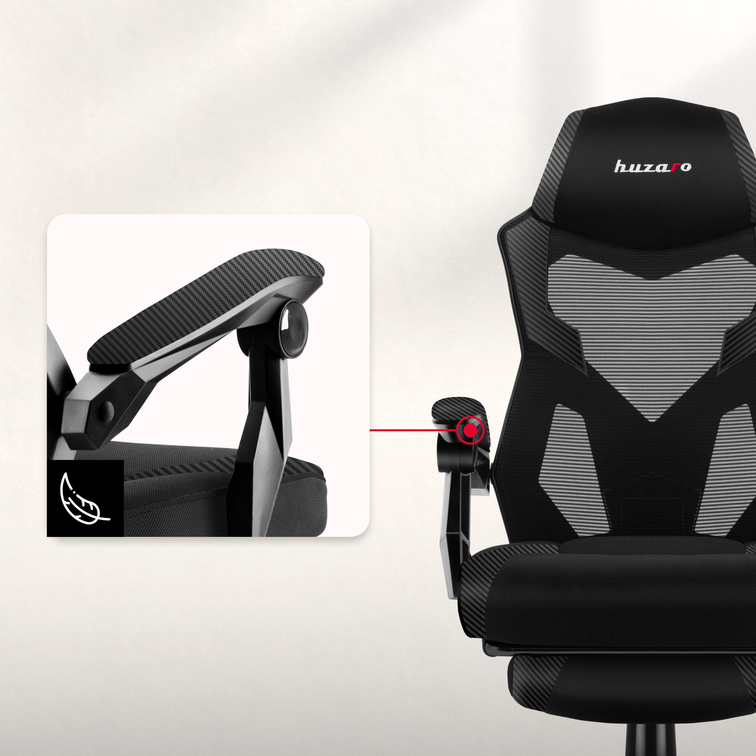 Žaidimų kėdė Huzaro Combat 3.1 Carbon | juodos spalvos aprašymas - Prekės nuotrauka