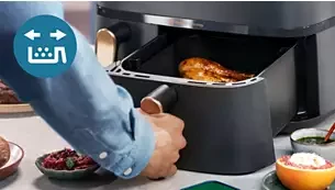 Dviejų krepšelių gruzdintuvė Philips 5000 Series NA551/00 su garų funkcija aprašymas - Prekės nuotrauka