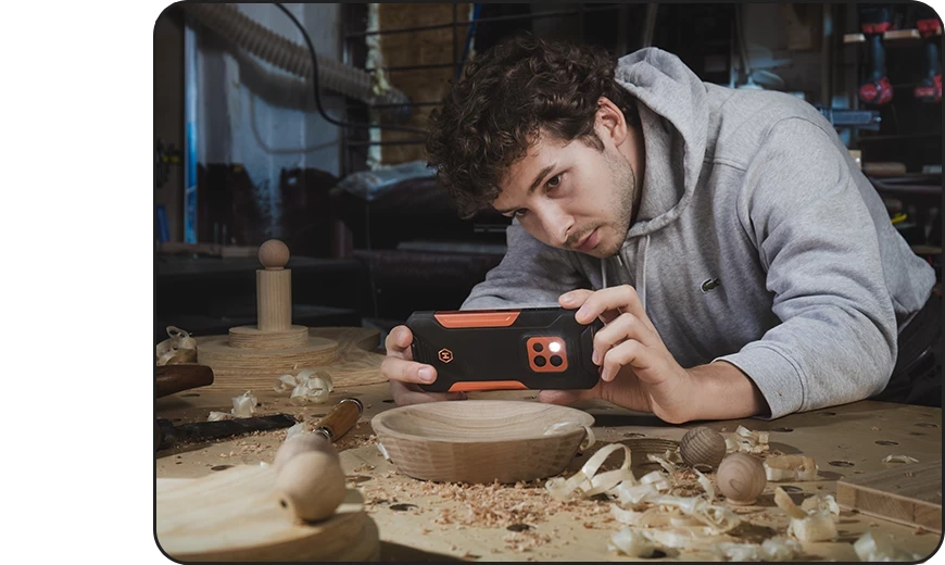 Išmanusis telefonas MyPhone Hammer Construction 2 5G Thermal, 8/256GB, oranžinis aprašymas - Prekės nuotrauka