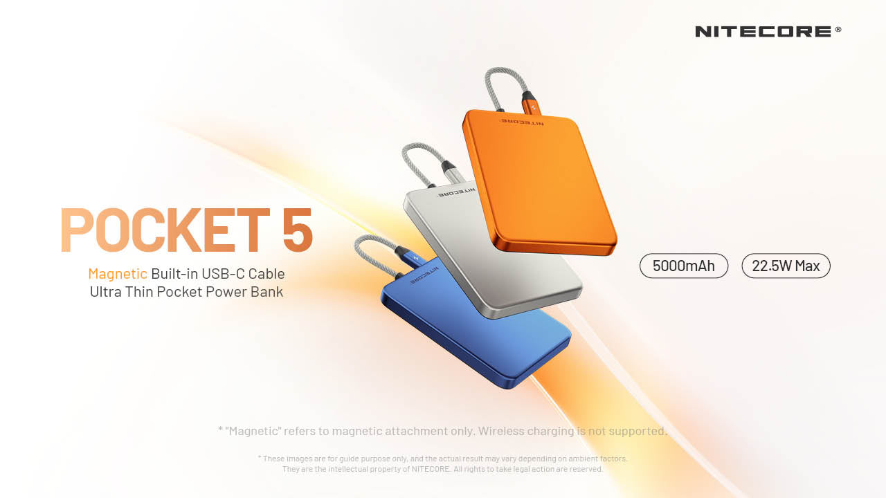 Išorinis energijos šaltinis Nitecore Pocket 5, USB-C, 5000mAh, pilkos spalvos aprašymas - Prekės nuotrauka