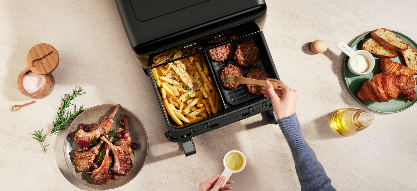Karšto oro gruzdintuvė Mova AeroChef™ FD20 Pro, juodos spalvos, 2700 W, 9 l aprašymas - Prekės nuotrauka