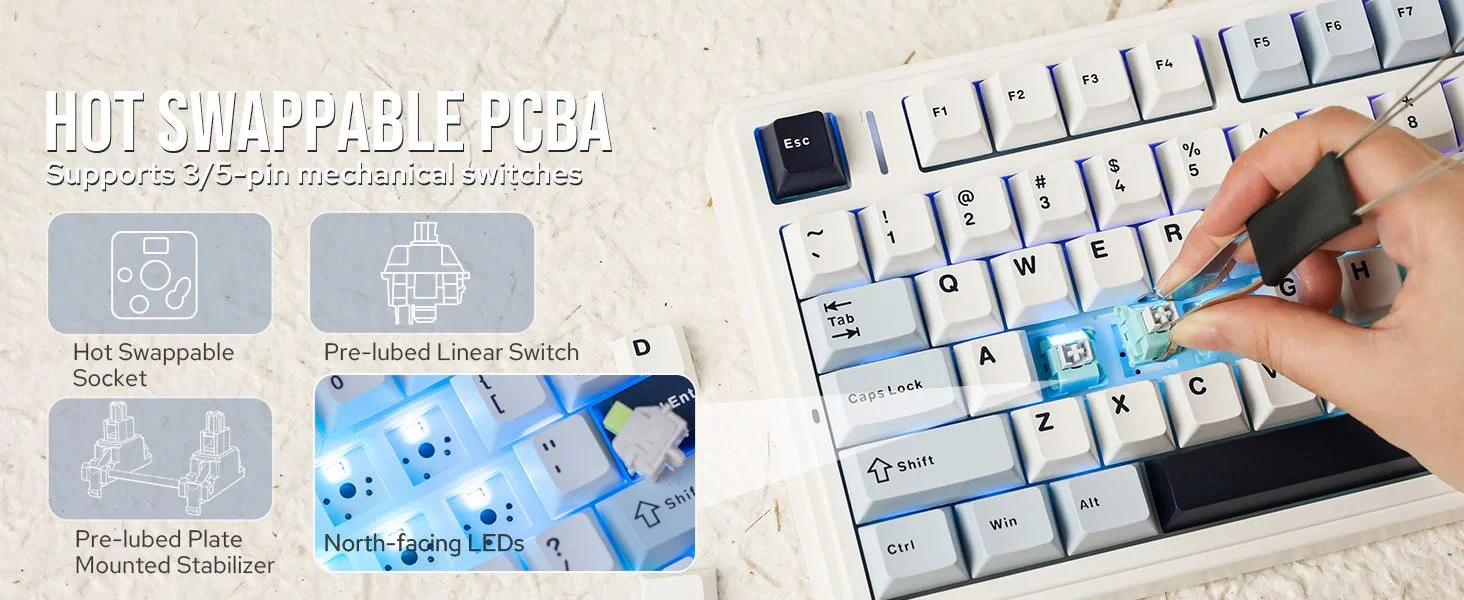 Žaidimų klaviatūra Aula F75 ) - Leobog Reaper Switches  (Glacier Mėlyna) aprašymas - Prekės nuotrauka