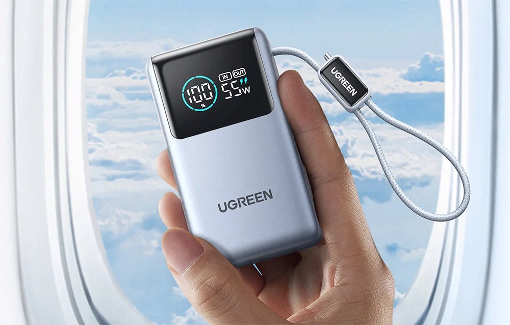 Nešiojama baterija UGREEN PB727 10000mAh, 55W, USB-C + USB-A, greitasis įkrovimas aprašymas - Prekės nuotrauka