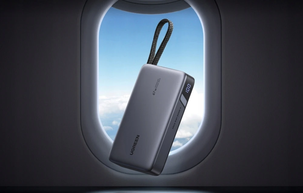 Nešiojamas įkroviklis UGREEN Nexode 20000mAh 67W su ištraukiamu USB-C laidu aprašymas - Prekės nuotrauka