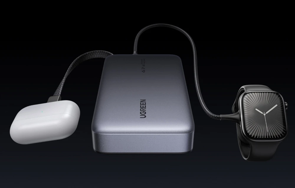 Nešiojamas įkroviklis UGREEN Nexode 20000mAh 67W su ištraukiamu USB-C laidu aprašymas - Prekės nuotrauka