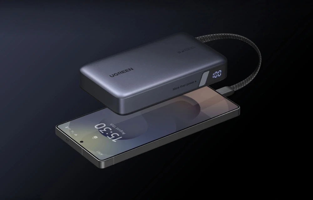 Nešiojamas įkroviklis UGREEN Nexode 20000mAh 67W su ištraukiamu USB-C laidu aprašymas - Prekės nuotrauka