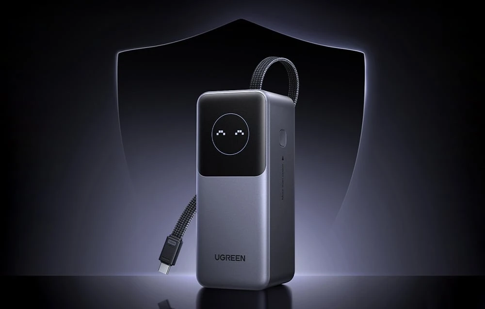 Nešiojamasis įkroviklis UGREEN Powerbank 20000mAh PB723, USB 2x USB-C, 130W, pilkos spalvos aprašymas - Prekės nuotrauka