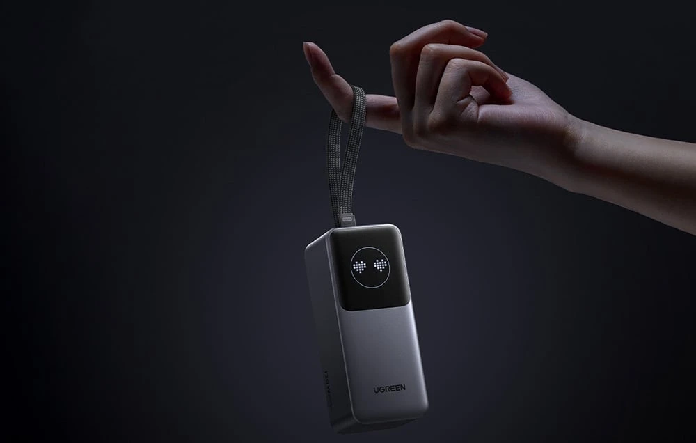 Nešiojamasis įkroviklis UGREEN Powerbank 20000mAh PB723, USB 2x USB-C, 130W, pilkos spalvos aprašymas - Prekės nuotrauka