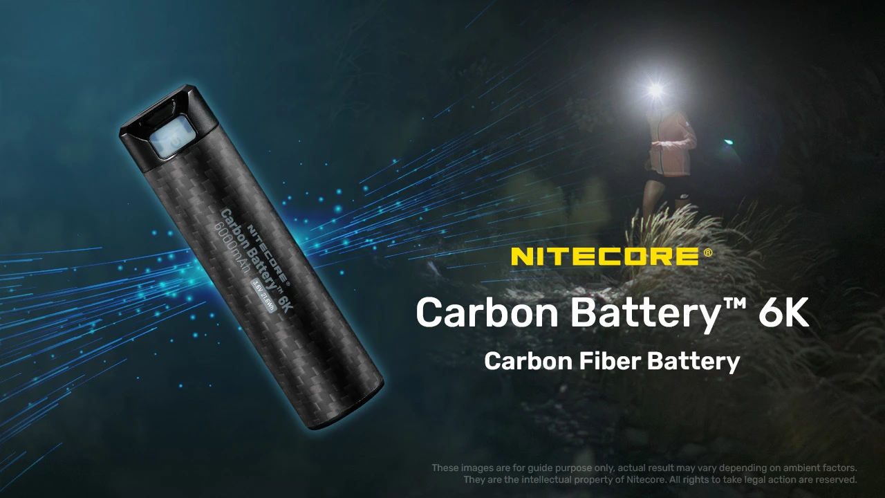 Nitecore Carbon Battery 6K Išorinė baterija, 6000 mAh, 10 W, USB-C, IP68 aprašymas - Prekės nuotrauka