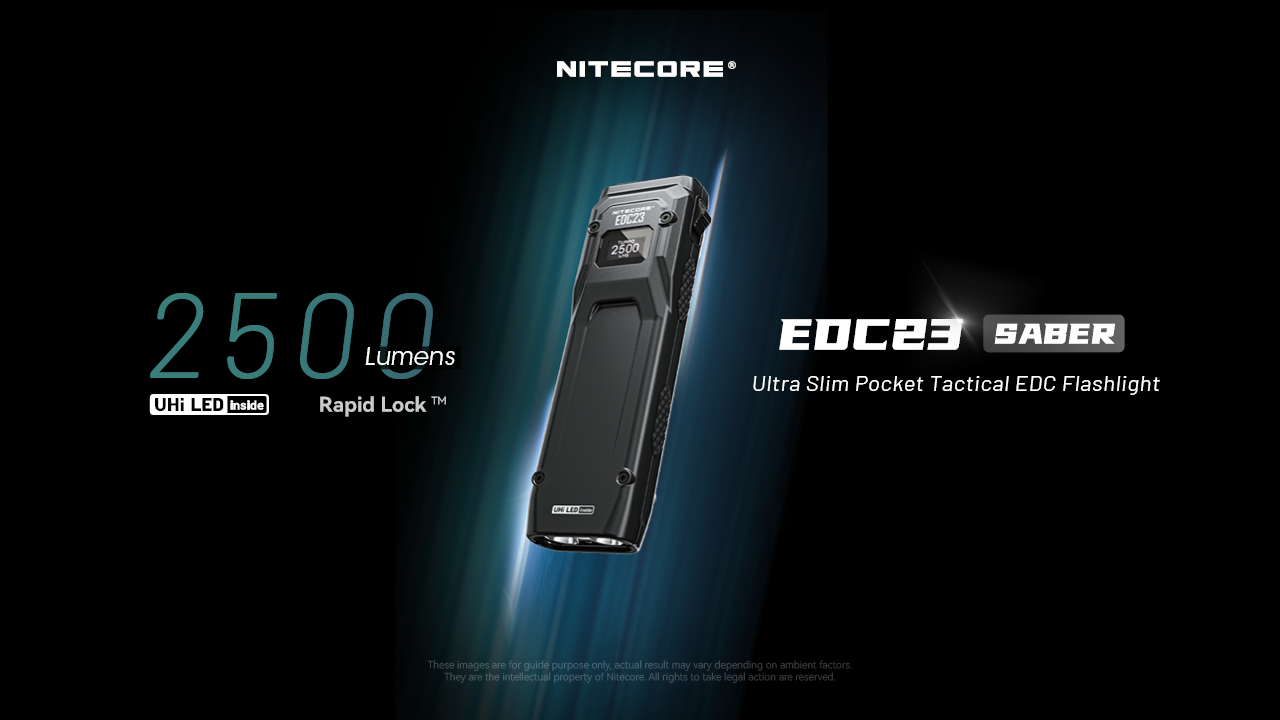 Nitecore EDC23 Žibintuvėlis, 2500 lm, iki 280 m, OLED ekranas, 1500 mAh, USB-C, IP54 aprašymas - Prekės nuotrauka