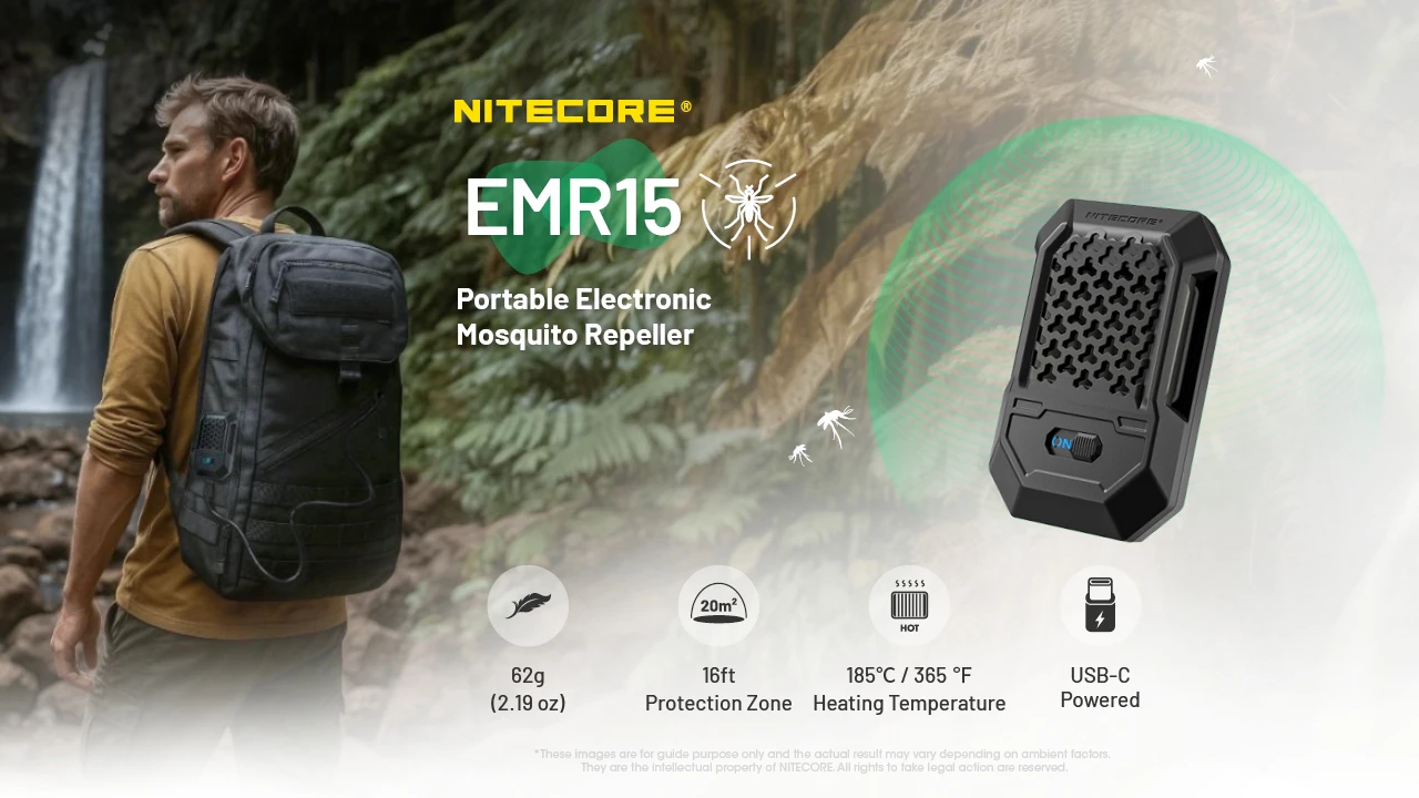 Nitecore EMR15 Nešiojamas elektroninis uodų repelentas, USB-C, IPX5 aprašymas - Prekės nuotrauka