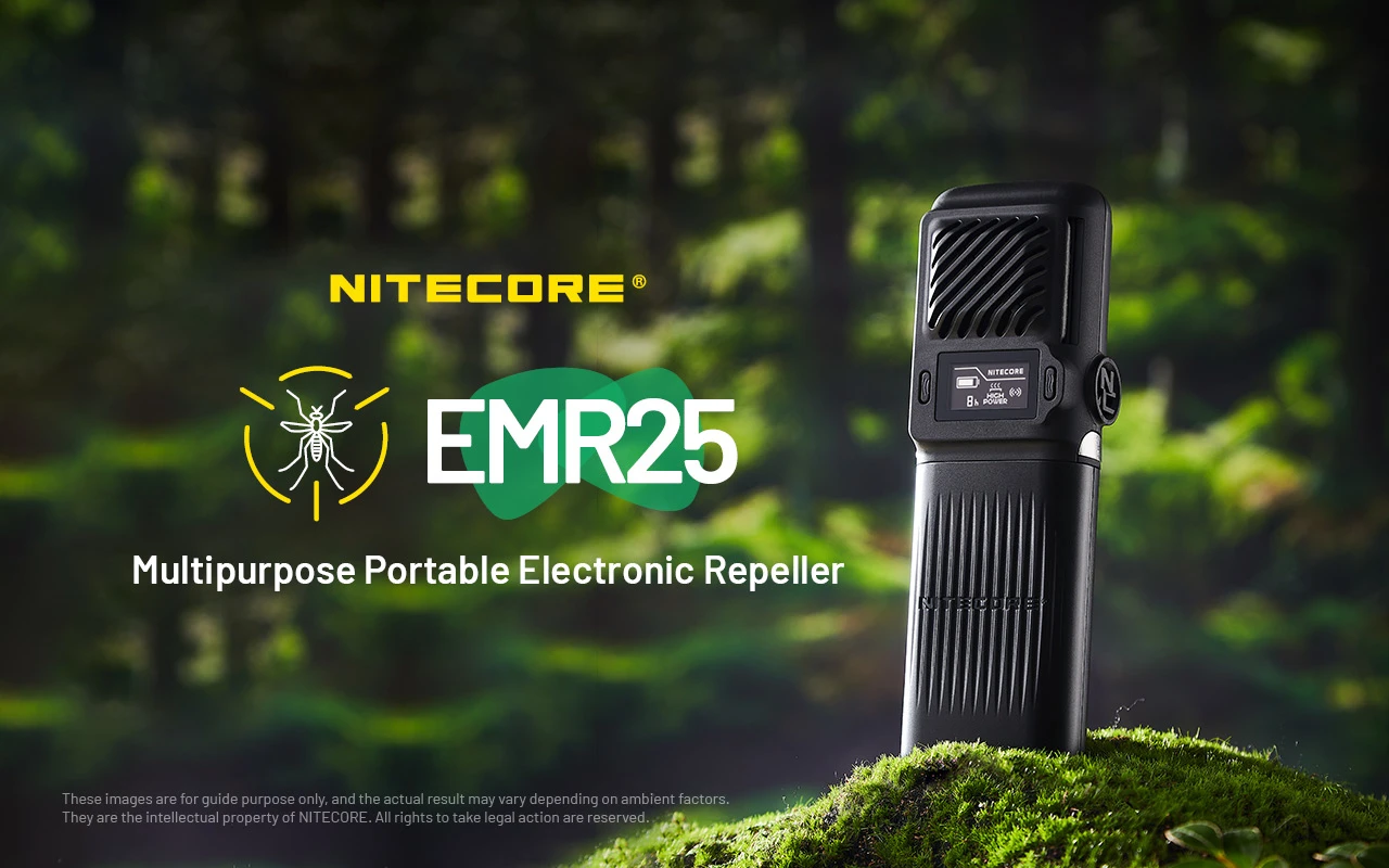 Nitecore EMR25 Elektroninis uodų ir kenkėjų repelentas, 12000 mAh, iki 12 val., 40 kHz, IPX5 aprašymas - Prekės nuotrauka