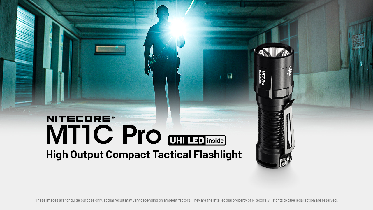 Nitecore MT1C Pro Taktinis žibintuvėlis, 1000 lm, iki 360 m, 1600 mAh, USB-C, IP68 aprašymas - Prekės nuotrauka