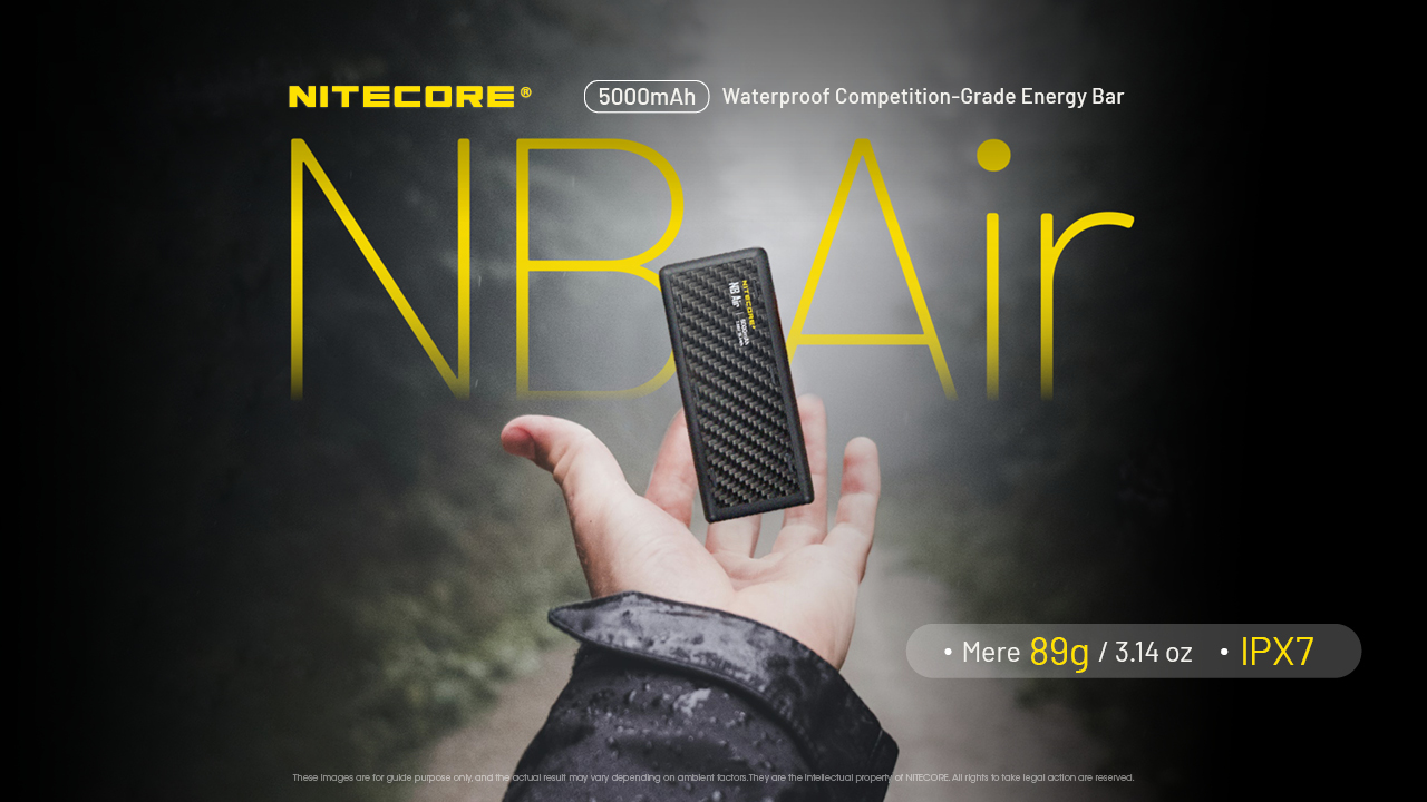 Nitecore NB Air Išorinė baterija, 5000mAh, 18 W, USB-C, IPX7 aprašymas - Prekės nuotrauka