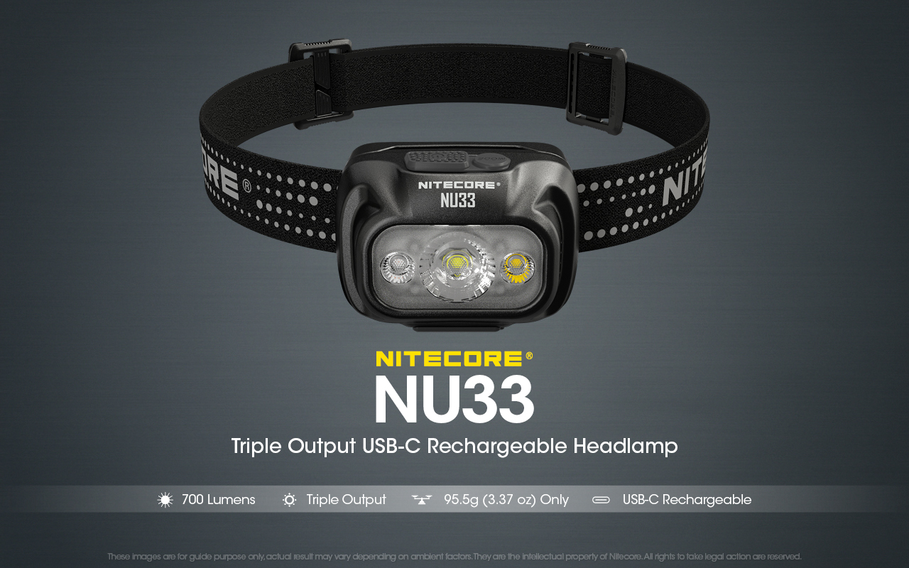 Nitecore NU33 Prožektorius ant galvos, 700 lm, 135 m, 2000 mAh, USB-C, IP66 aprašymas - Prekės nuotrauka