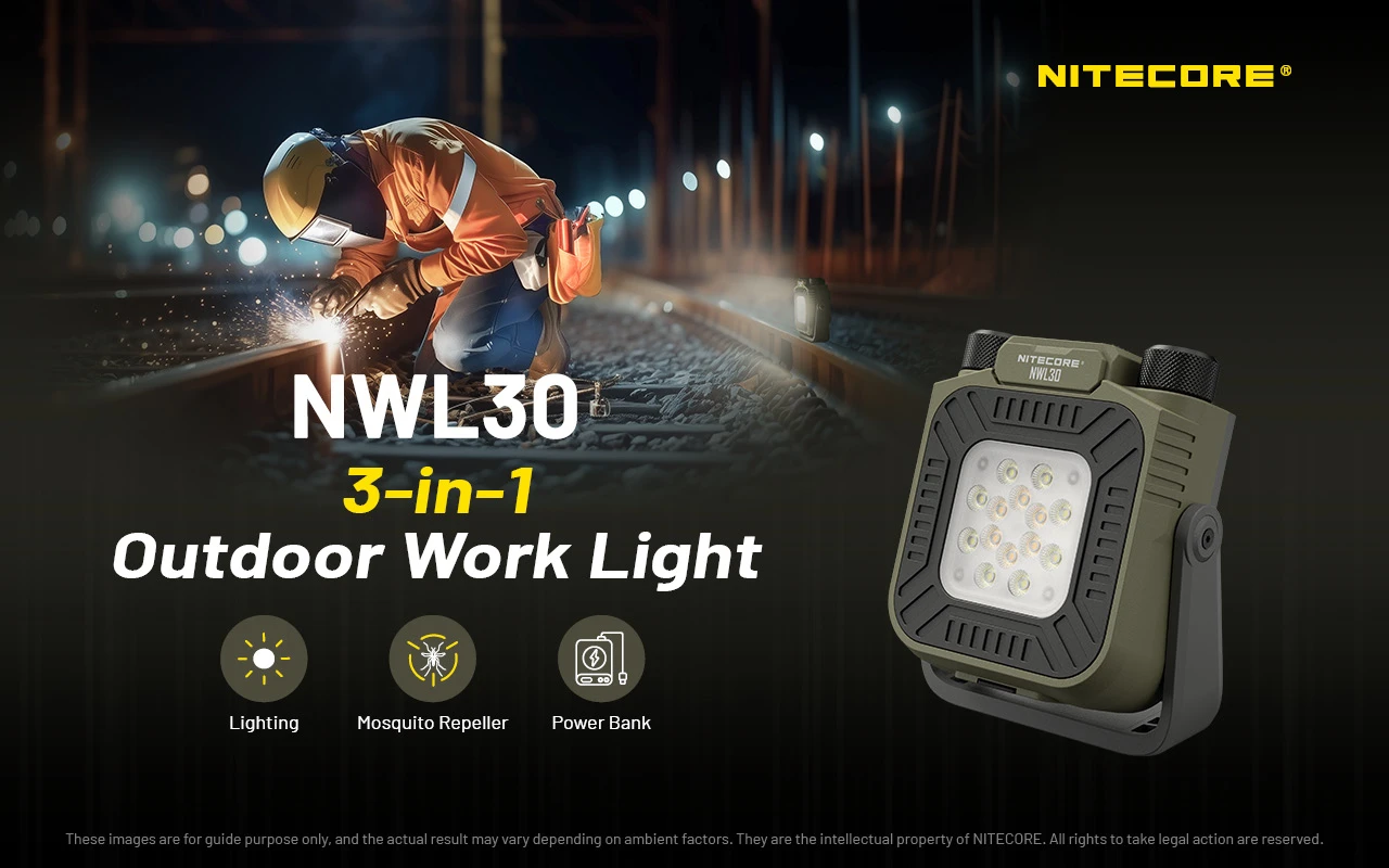Nitecore NWL30 3-in-1 darbo šviestuvas + išorinė baterija + uodų atbaidymo priemonė aprašymas - Prekės nuotrauka