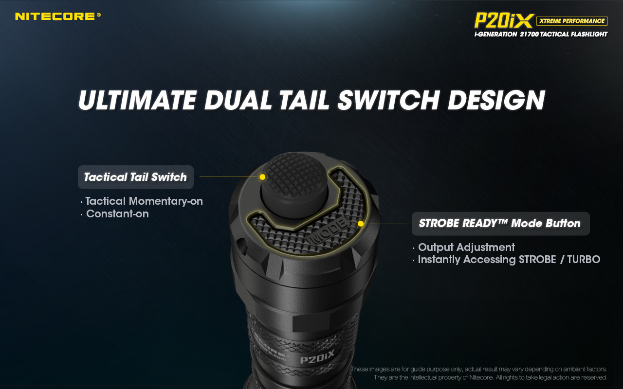 Nitecore P20iX Taktinis žibintuvėlis, 4000 lm, iki 221 m, 5000 mAh, USB-C, IP68 aprašymas - Prekės nuotrauka
