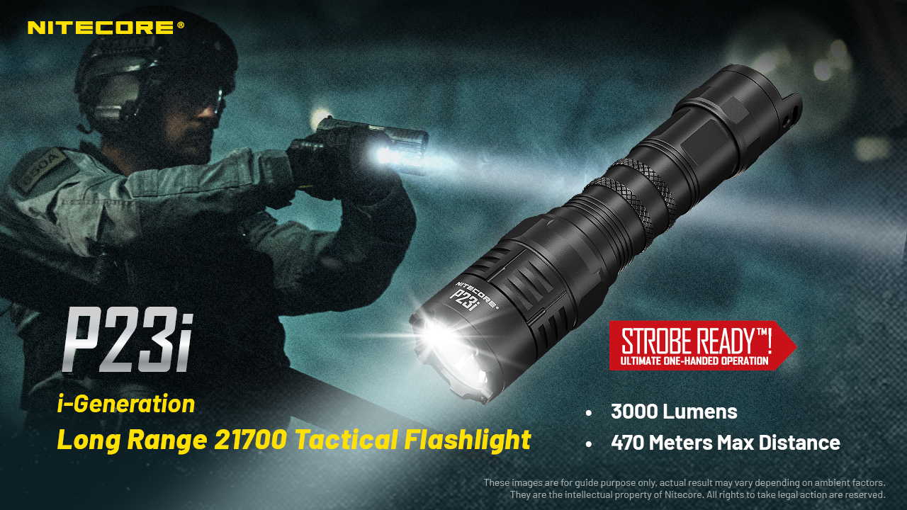 Nitecore P23i Taktinis žibintuvėlis, 3000 lm, iki 470 m, 5000 mAh, USB-C, IP68 aprašymas - Prekės nuotrauka
