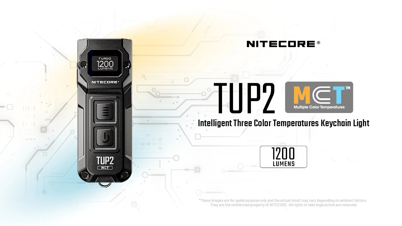 Nitecore TUP2 Žibintuvėlis-raktų pakabukas, 1200 lm, 125 m, OLED ekranas, 1300 mAh, USB-C, IP54, juodos spalvos aprašymas - Prekės nuotrauka