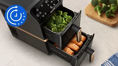 Karšto oro gruzdintuvė Philips 4000 ser. „Airfryer“ su 2 krepšeliais, 2750 W (Pažeista pakuotė) aprašymas - Prekės nuotrauka