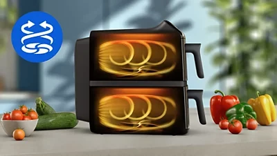 Karšto oro gruzdintuvė Philips 4000 ser. „Airfryer“ su 2 krepšeliais, 2750 W (Pažeista pakuotė) aprašymas - Prekės nuotrauka