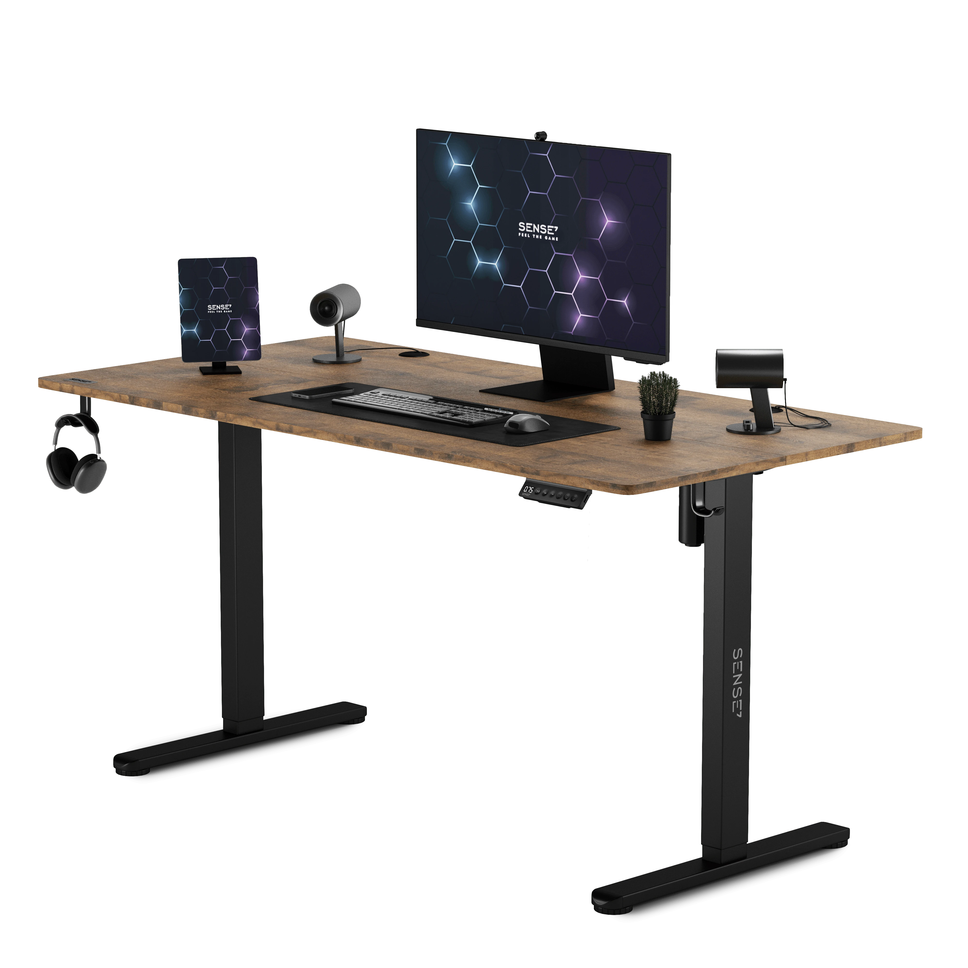 Reguliuojamo aukščio stalas SENSE7 140x70 cm | juodos/rudos spalvos aprašymas - Prekės nuotrauka Reguliuojamo aukščio stalas SENSE7 140x70 cm | juodos/rudos spalvos aprašymas - Prekės nuotrauka