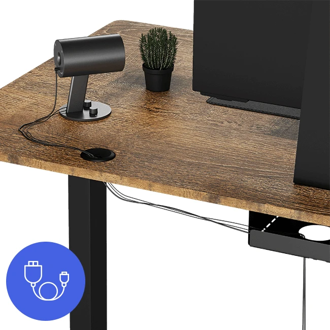 Reguliuojamo aukščio stalas SENSE7 140x70 cm | juodos/rudos spalvos aprašymas - Prekės nuotrauka Reguliuojamo aukščio stalas SENSE7 140x70 cm | juodos/rudos spalvos aprašymas - Prekės nuotrauka