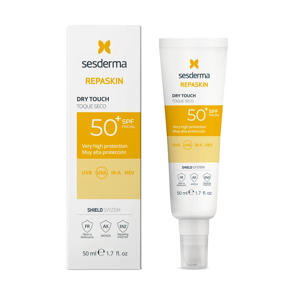 Sesderma Repaskin Dry Touch veido kremas nuo saulės su SPF50+, 50ml aprašymas - Prekės nuotrauka