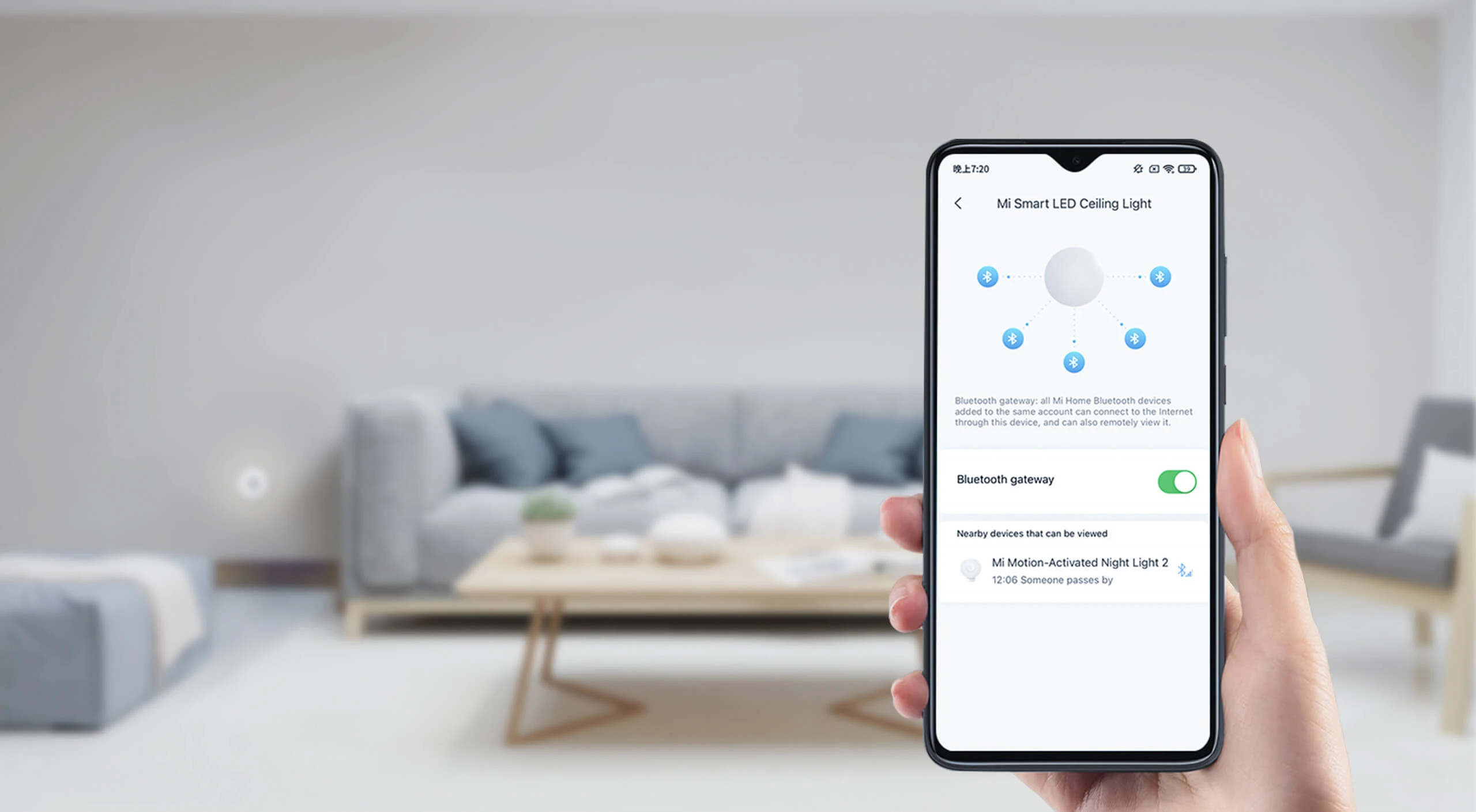 Xiaomi Mi Motion-Activated Night Light 2 bevielė naktinė lempa, balta aprašymas - Prekės nuotrauka
