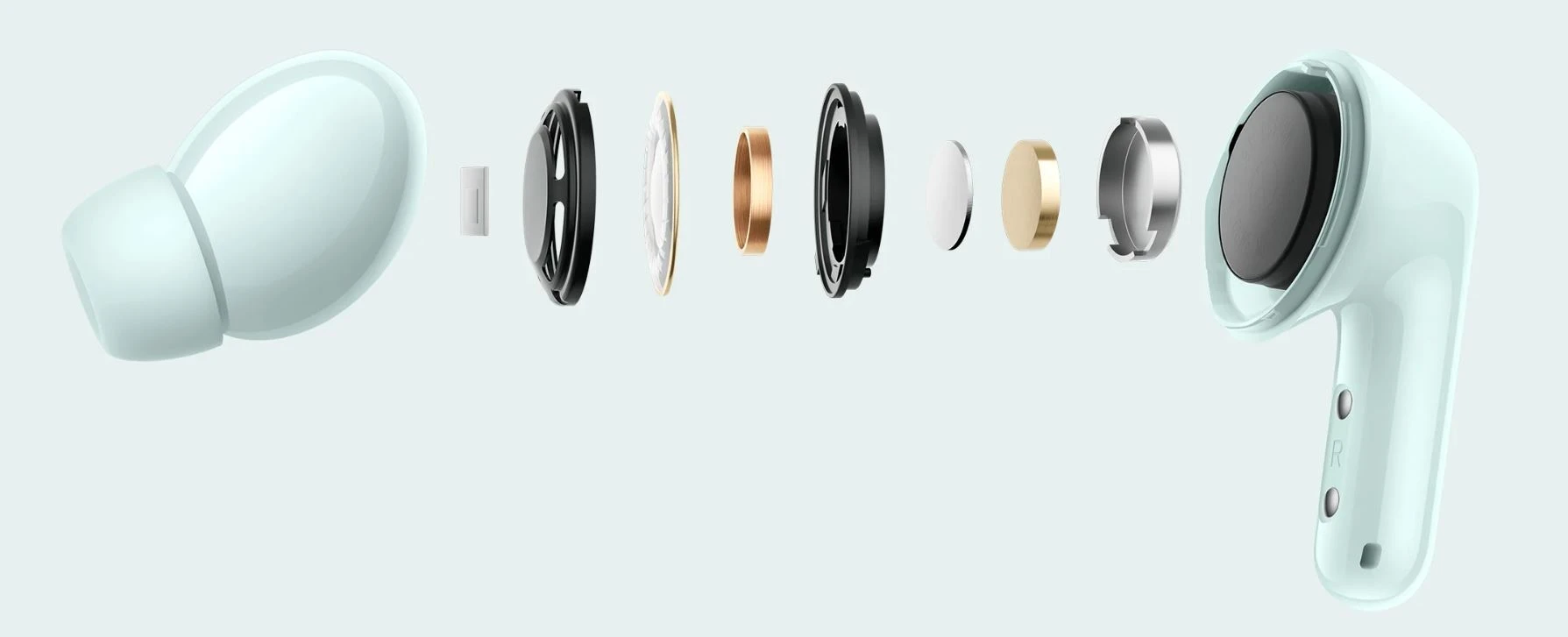Xiaomi Redmi Buds 6 belaidės ausinės, Žalsvos spalvos aprašymas - Prekės nuotrauka