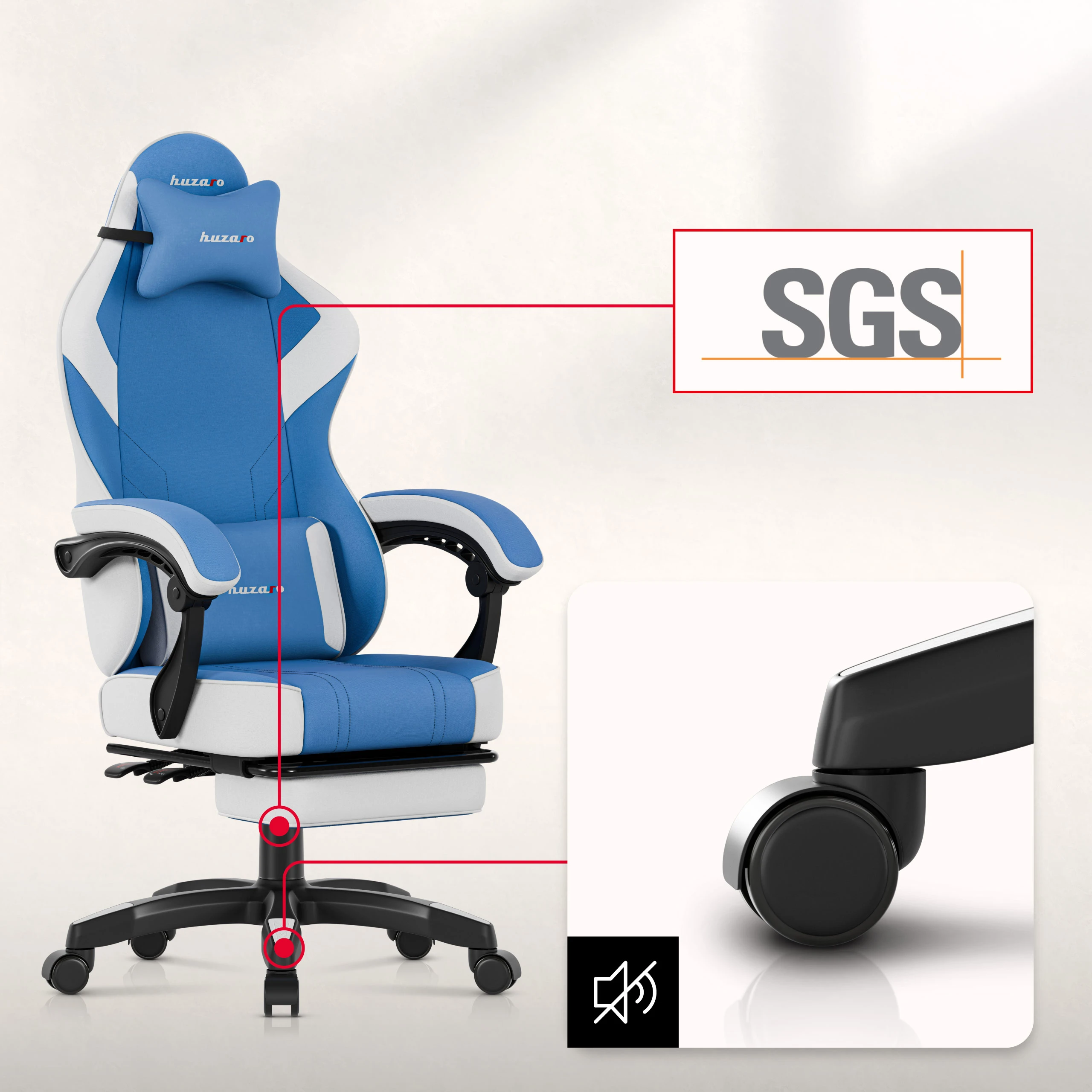 Žaidimų kėdė Huzaro Force 3.7, mėlynos spalvos aprašymas - Prekės nuotrauka