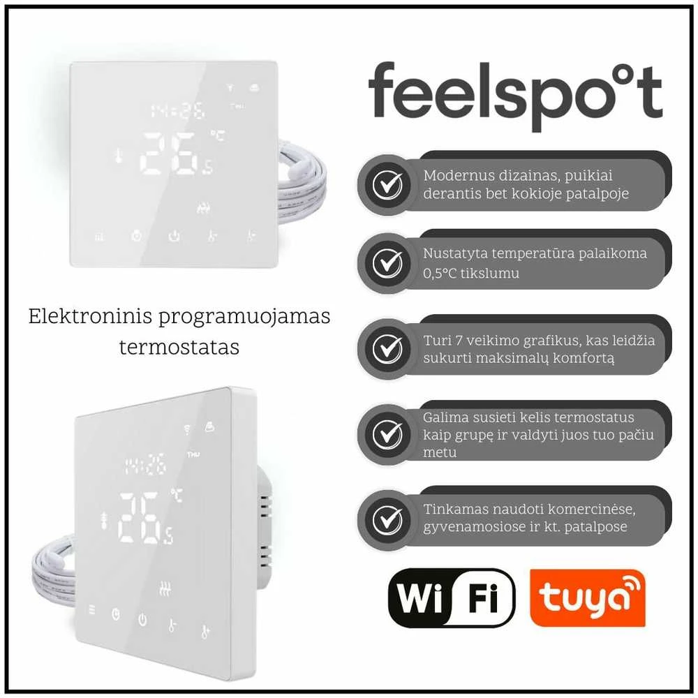 Warmset Elektrinio šildymo kilimėlis WHB-150 3,5m2 su išmaniuoju termostatu WTH 22.16 aprašymas - Prekės nuotrauka