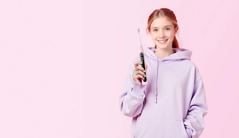 Elektrinis dantų šepetėlis vaikams Oclean X Kids S, rožinės spalvos