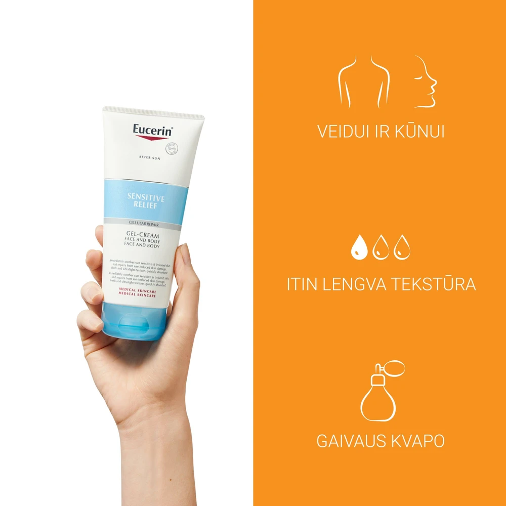 Eucerin Sensitive Relief gelis-kremas po saulės, 200 ml aprašymas - Prekės nuotrauka