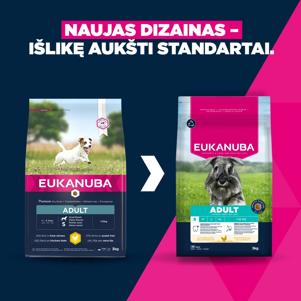 Eukanuba Life Care sausas pašaras mažų veislių šunims su vištiena, S, 12 kg
