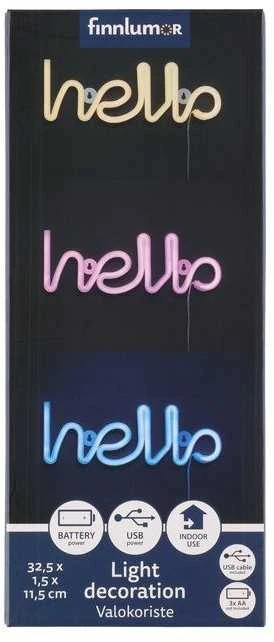 Finnlumor šviečiantis LED užrašas „Hello“