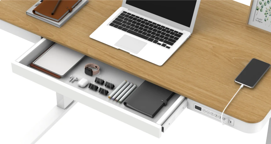 Flexispot stalas su stalčiumi ir USB krovimo jungtimi