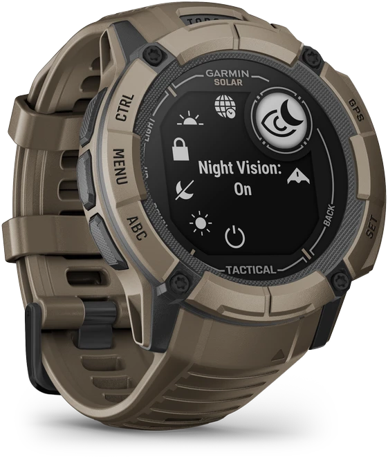Išmanusis laikrodis Garmin Instinct® 2x Solar – Tactical Edition, Šviesiai rudos spalvos