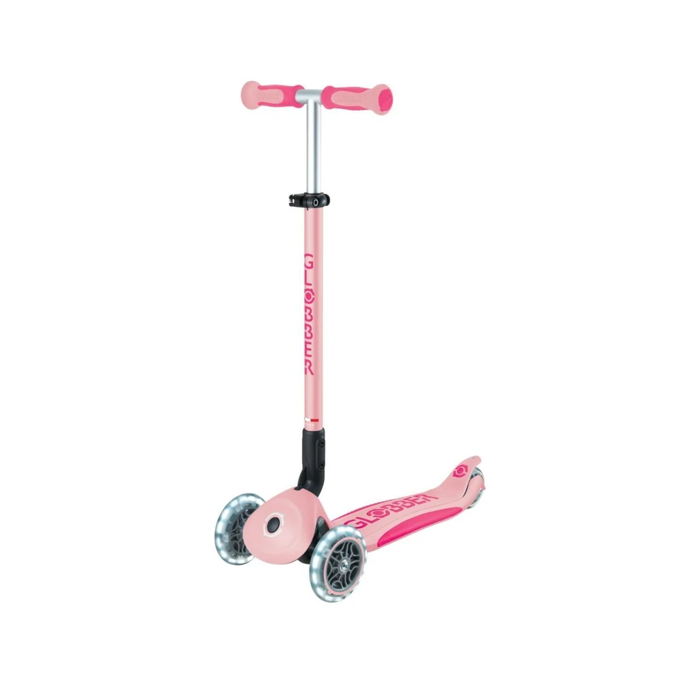 Paspirtukas GLOBBER Go Up Deluxe Lights, pastelinis rožinis