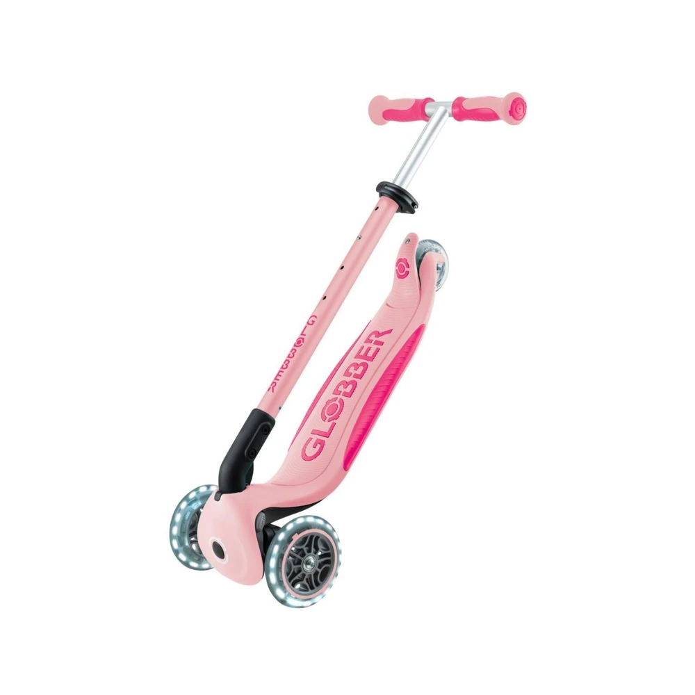Paspirtukas GLOBBER Go Up Deluxe Lights, pastelinis rožinis