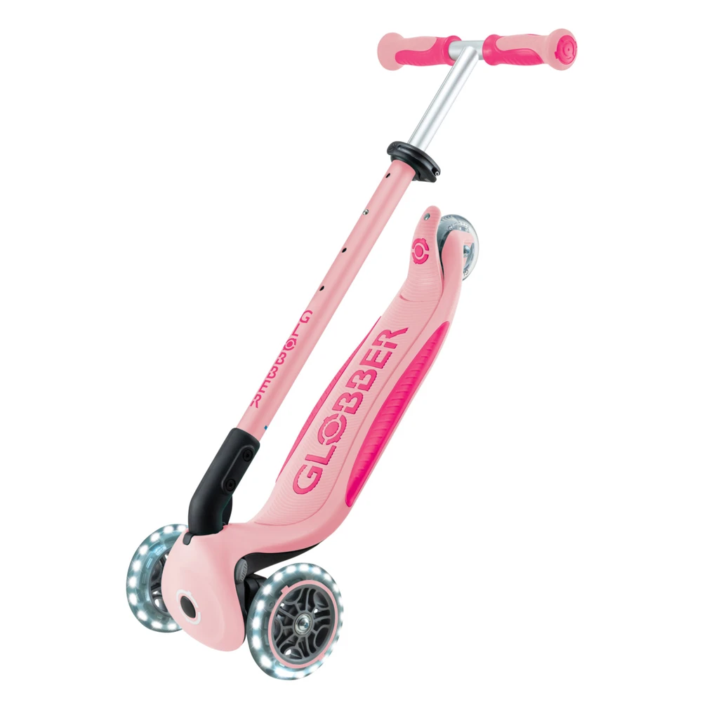 Paspirtukas GLOBBER Go Up Deluxe Lights, rožinis, 748-610
