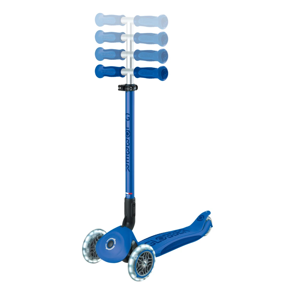 Paspirtukas GLOBBER Go Up Deluxe Lights, tamsiai mėlynas, 748-600