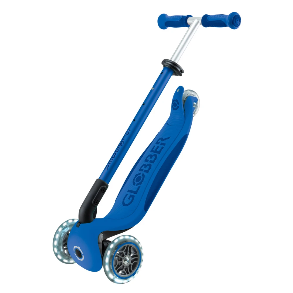 Paspirtukas GLOBBER Go Up Deluxe Lights, tamsiai mėlynas, 748-600