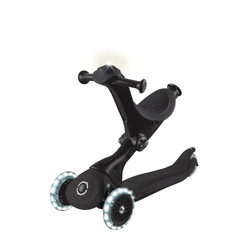 Paspirtukas GLOBBER Go Up Deluxe Lights, Juodas