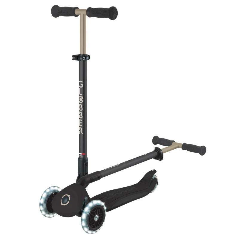 Paspirtukas GLOBBER Go Up Deluxe Lights, Juodas