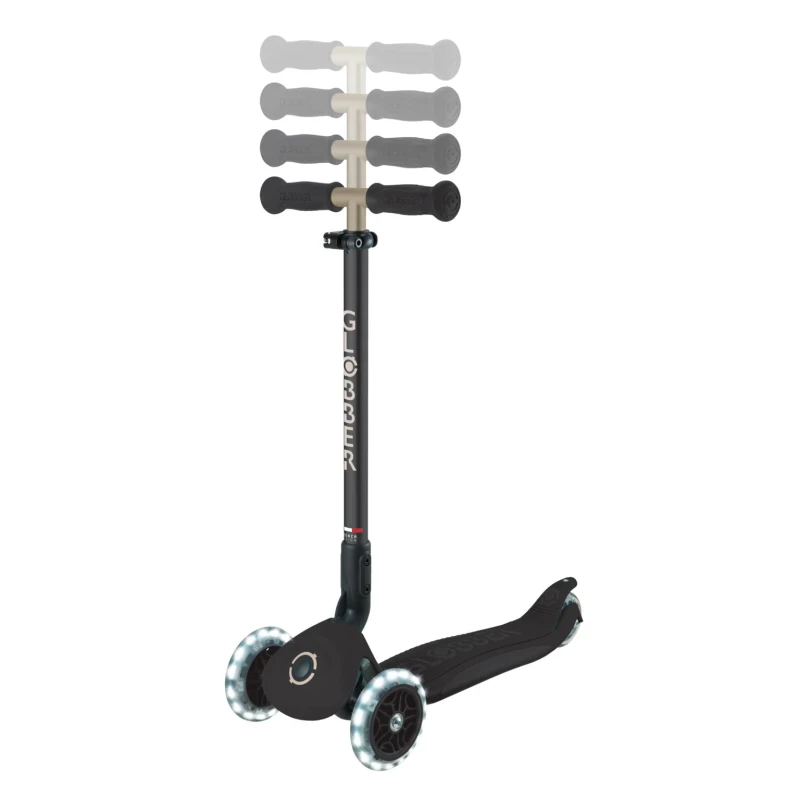 Paspirtukas GLOBBER Go Up Deluxe Lights, Juodas