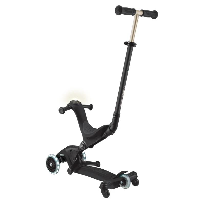 Paspirtukas GLOBBER Go Up Deluxe Lights, Juodas
