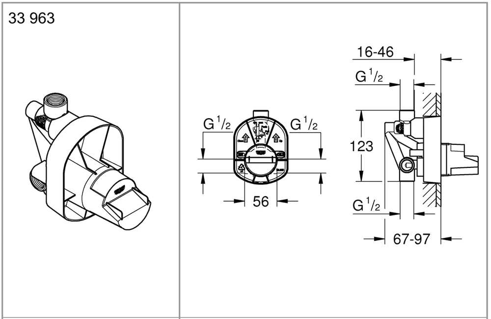 Grohe potinkinė dalis maišytuvo montavimui 1/2" (33963000)
